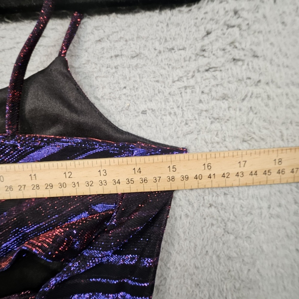 Vtg Vanity Cami Top Womens L Metallic Stripe Indie Sleaze Cyber Goth Y2K Disco - Picture 13 of 14